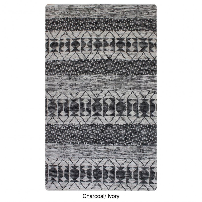 RUG ZAMBEZI CHARCOAL IVORY 160X230 100% POLYESTER