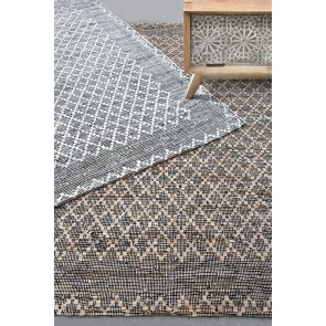 RUG MINOT GREY 190X290 70% LEATHER 30% COTTON