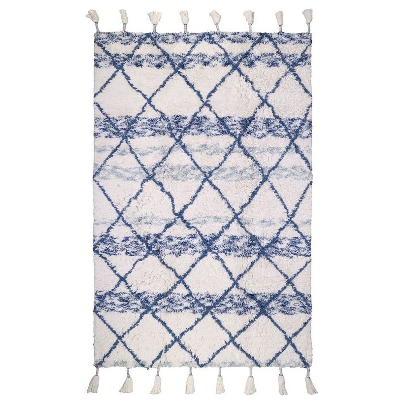 RUG NATTIOT KILKAY NATUREL BLUE 100X160 100% COTTON