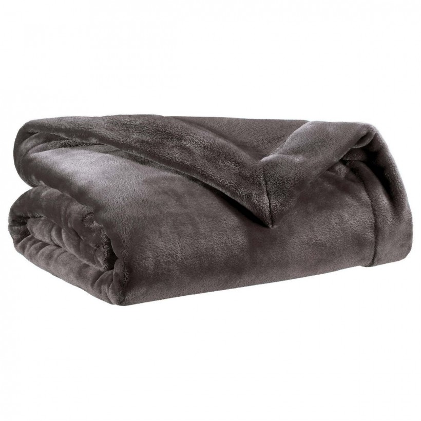 THROW VIVARAISE TENDER ASPHALTE 150×200 100% POLYESTER