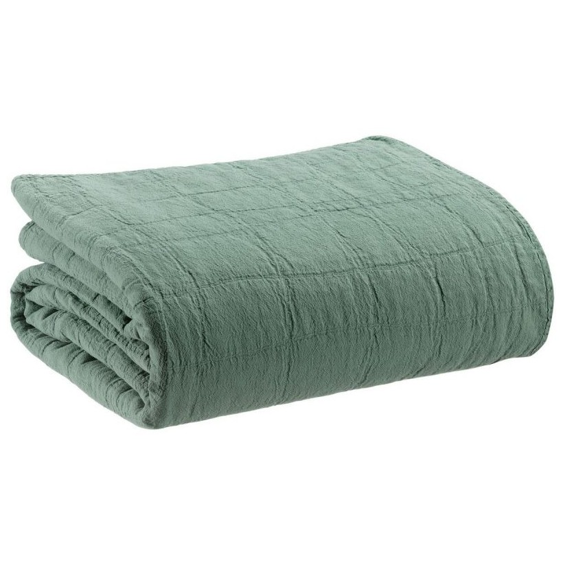 BED COVER VIVARAISE TITOU  VERT DE GRIS 180×260 100% COTTON