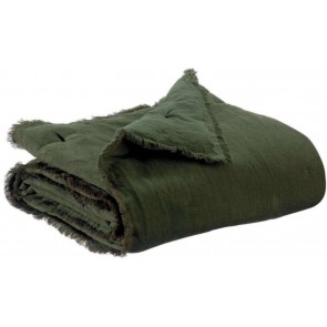 THROW VIVARAISE LALY OLIVE 135x200 50% LINEN 50% COTTON