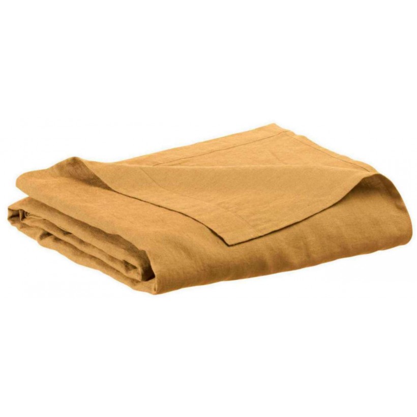 BED SHEET VIVARAISE ZEFF LIT OCRE 240x300 100% LINEN