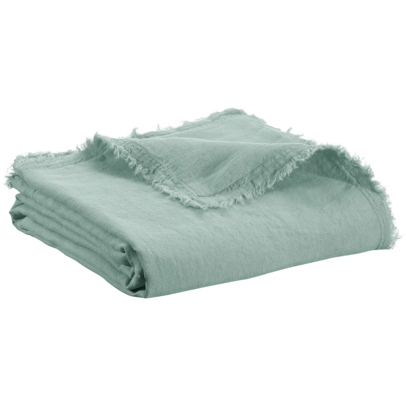 THROW VIVARAISE ZEFF NOMADE VERT DE GRIS 140x200 100% LINEN