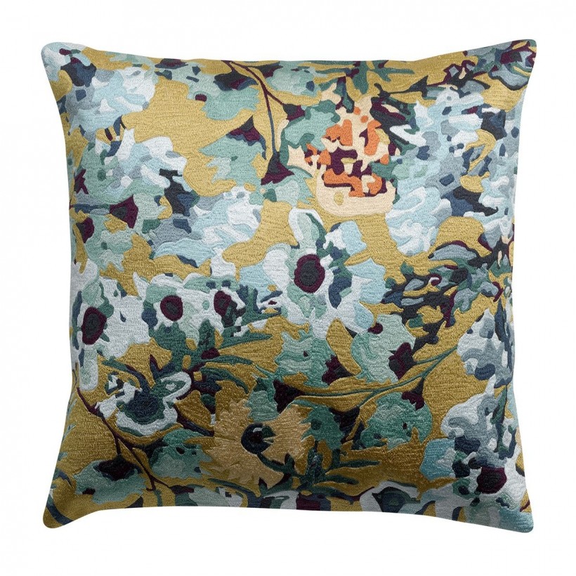 HANDMADE CUSHION VIVARAISE HORTENSE BRODE MULTICO 45×45 100% COTTON