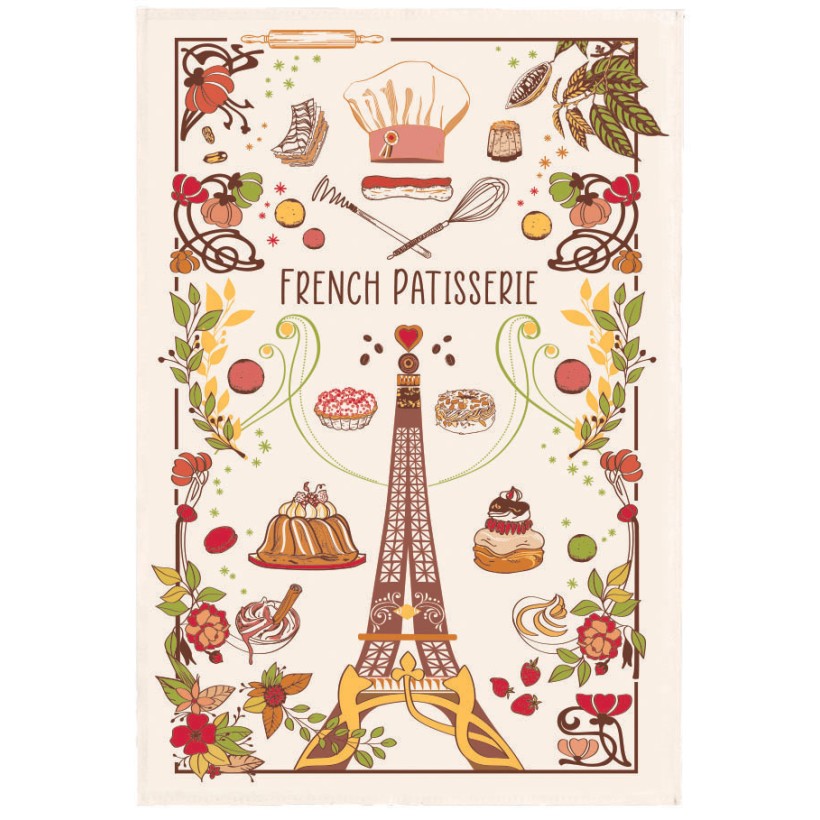 KITCHEN TOWEL WINKLER GASTRONOMIE ET VIN ECRU 48x72 100% COTTON