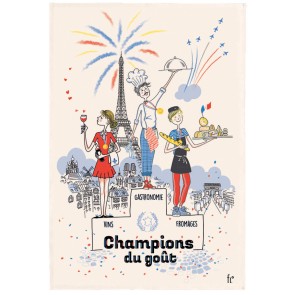 KITCHEN TOWEL WINKLER LES CHAMPIONS DU GOUT ECRU 48x72...