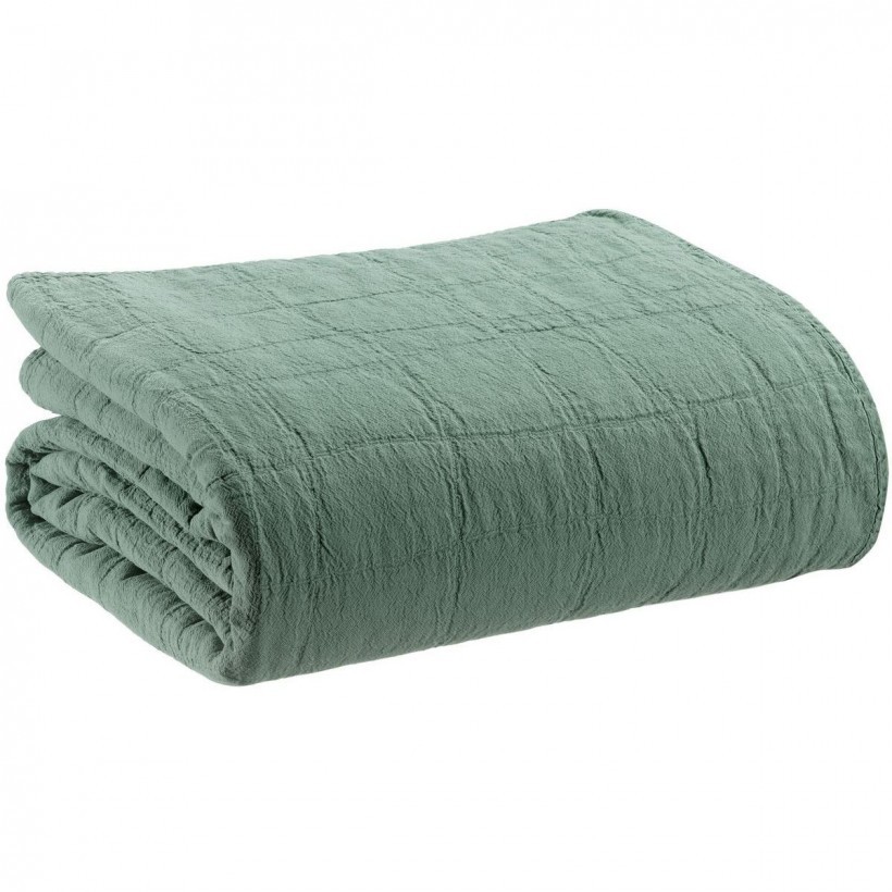 BED COVER VIVARAISE TITOU VERT DE GRIS 260×260 100% COTTON