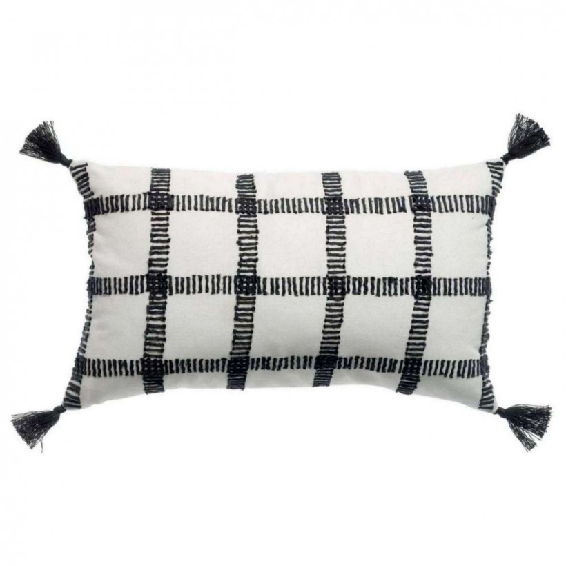 CUSHION VIVARAISE DIANA CARREAUX CARBONE 30x50 55% COTTON 45%LINEN