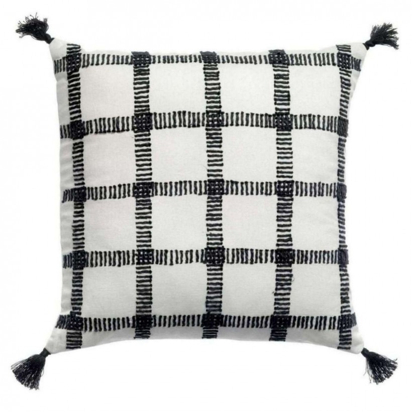 CUSHION VIVARAISE DIANA CARREAUX CARBONE 45x45 55% COTTON 45%LINEN