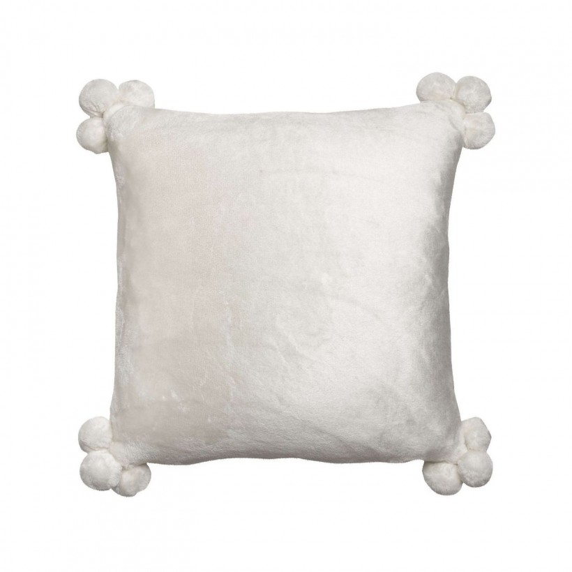 CUSHION VIVARAISE TENDER POMPONS NEIGE 45×45 100% POLYESTER