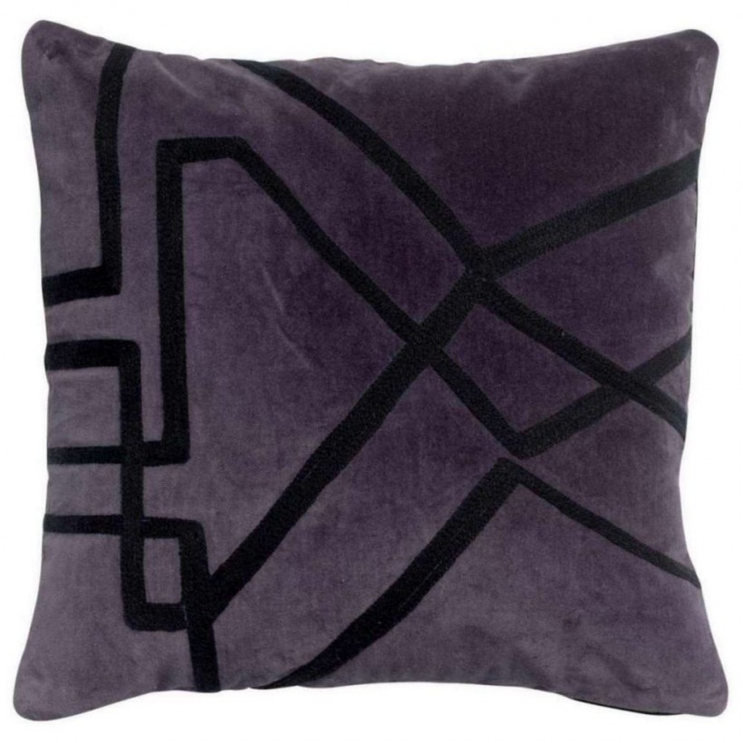 CUSHION VIVARAISE FARA BRODE  RAISIN 45x45 100% VELVET COTTON